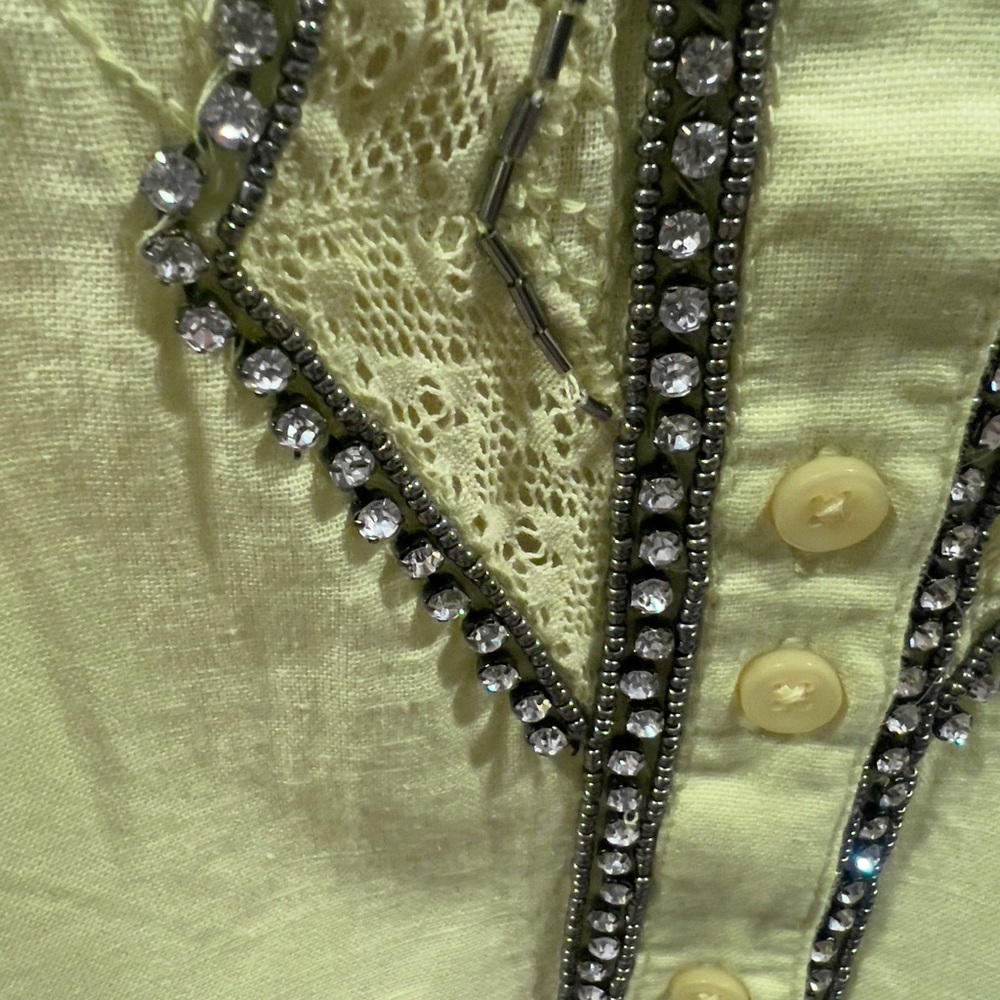 Lime Green & Rhinestone Pilcro Blouse by Anthropologie Size XS - Picture 10 of 10
